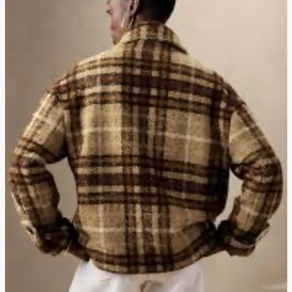 Banana Republic Oversized Balcamaan Jacket Neutral plaid. XXS but fits like XS/S - Picture 12 of 14